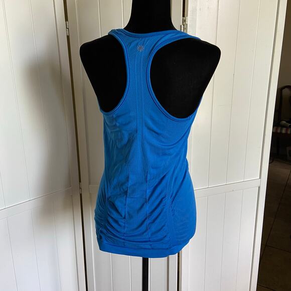 Athleta‎ Womens Tank Top Sz S Fastest Track Blue Tiger Animal Print Unstinkable - Picture 2 of 5